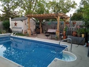 Pergola cover outside pool