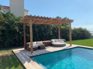 Pergola outside near pool