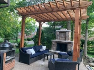 outdoor fireplace ideas with a pergola