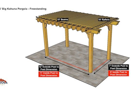 10x15 Big Kahuna Pergola Sketch - Freestanding