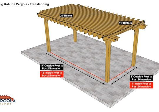 11x20 Big Kahuna Pergola Sketch - Freestanding Pergola