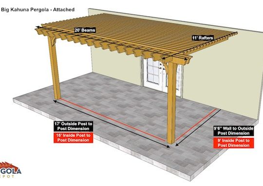 11x20 Big Kahuna Sketch - Attached Pergola