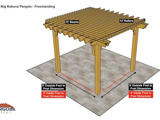 12x12 Big Kahuna Pergola Freestanding Sketch