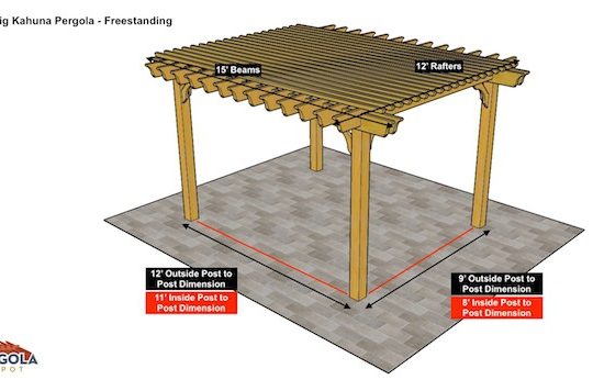 12x15 Big Kahuna Pergola Sketch - Freestanding