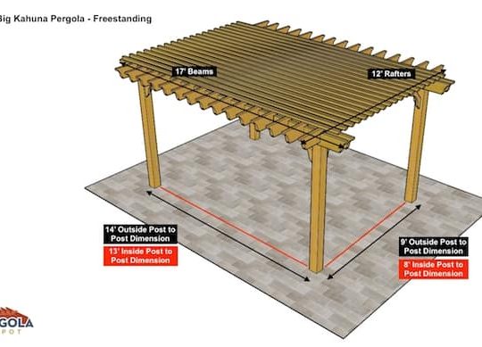 12x17 Freestanding Big Kahuna Pergola Sketch