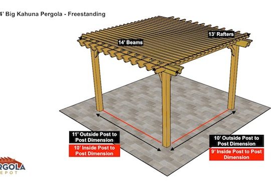 13x14 Big Kahuna Pergola Sketch - Freestanding