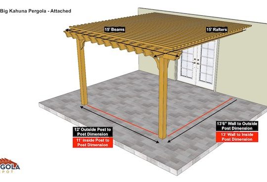 15x15 Pergola Sketch - Big Kahuna Maximum Shade Pergola