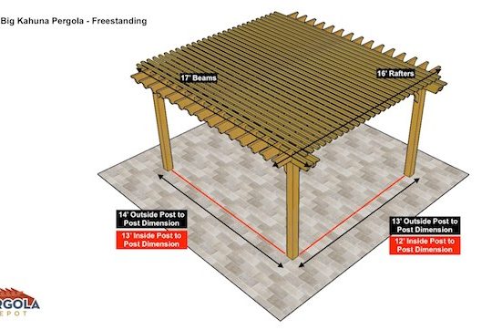 16x17 Big Kahuna Freestanding Pergola Sketch