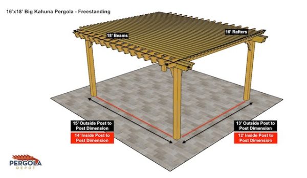 16x18 Freestanding Pergola