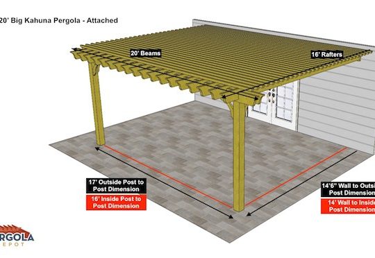 16x20 Big Kahuna Pergola Sketch - Attached