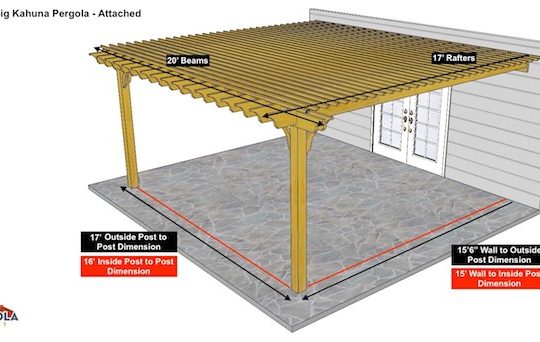 17x20 Attached Big Kahuna Pergola - Attached