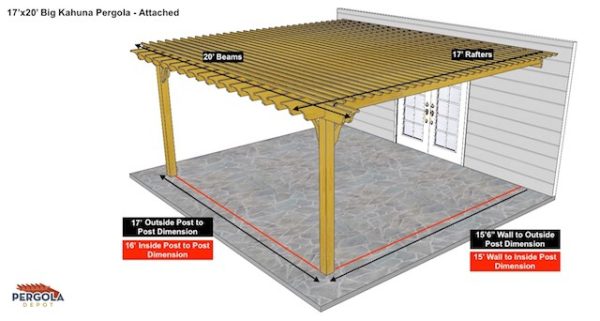 17x20 Attached Big Kahuna Pergola - Attached