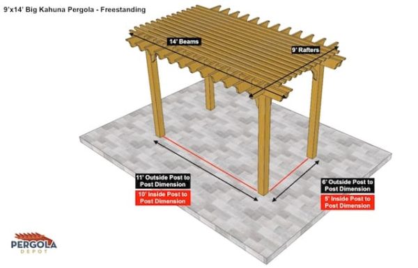 9x14 Big Kahuna Pergola Sketch