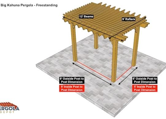 9x12 Big Kahuna Freestanding Pergola Sketch