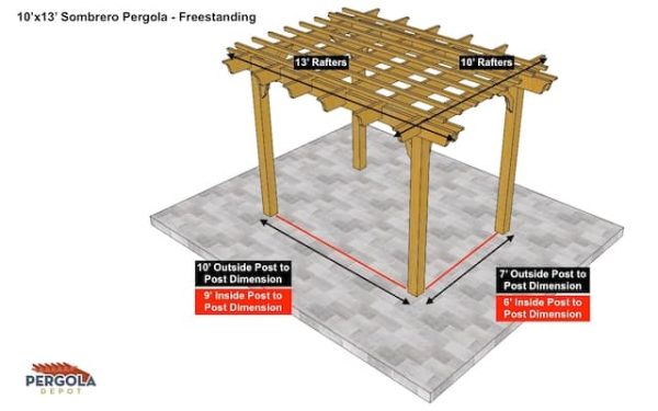 10x13 Pergola Sombrero - Freestanding