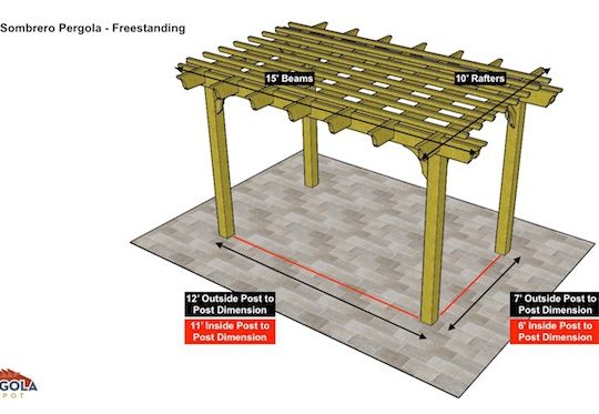 10x15 Sombrero Pergola Sketch - Freestanding Pergola