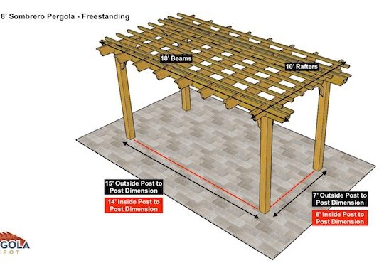 10x18 Sombrero Freestanding Pergola