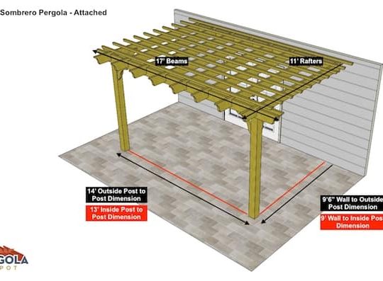 11x17 Sombrero Attached Pergola Sketch