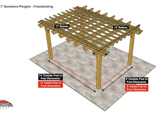 12x17 Freestanding Sombrero Pergola Sketch