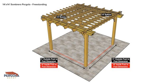 14x14 Sombrero Pergola Sketch