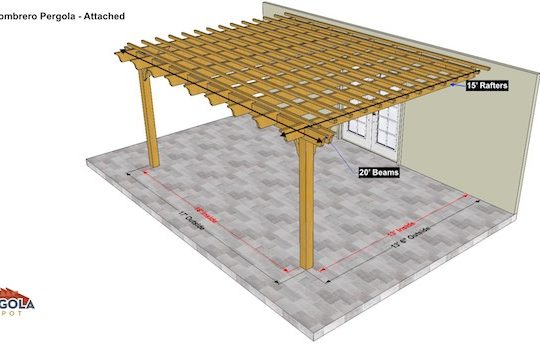 Sombrero 15x20 Attached Pergola Kit