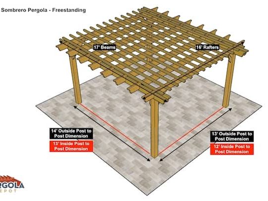 16x17 Sombrero Pergola Sketch Freestanding