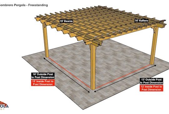 16x19 Sombrero Pergola Drawing