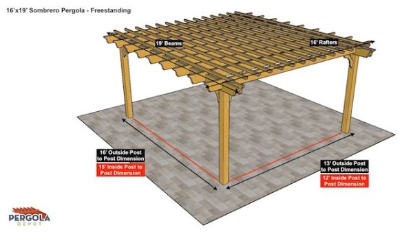 16x19 Sombrero Pergola Drawing