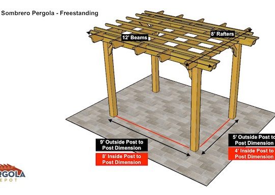 8x12 Pergola Sombrero - Freestanding