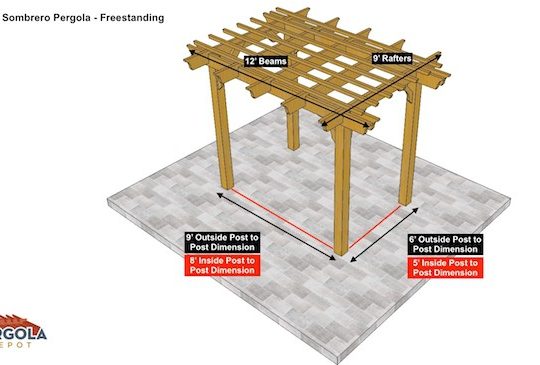 9x12 Sombrero Freestanding Pergola Sketch