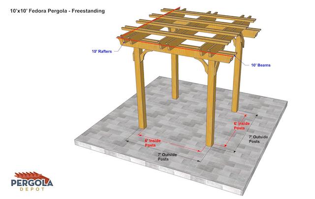 10×10 Fedora Pergola – Freestanding