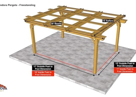 Fedora Pergola Sketch - 15x20 Pergolas