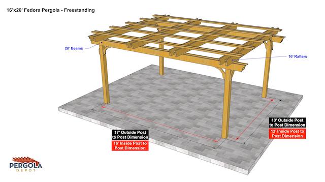 16×20 Fedora Pergola – Freestanding