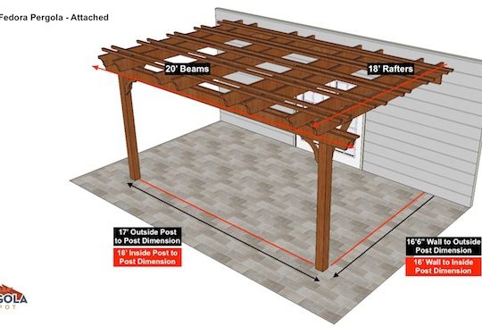 18x20 Pergola Sketch Fedora Attached