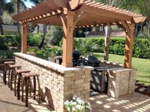 Freestanding Custom 11x15 Pergola with outdoor bar – Big Kahuna