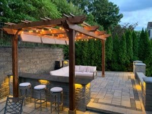 Pergola with Lights Outside 