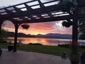 Pergola with sunset in the background