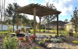 Florida Pergola with Landscaping – Pine 14x17 Big Kahuna 