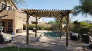 California Attached Patio Pergola – Big Kahuna 16x16 Pine Pergola