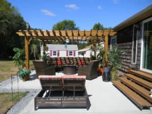 Big Kahuna Pergola outside of house and covering patio