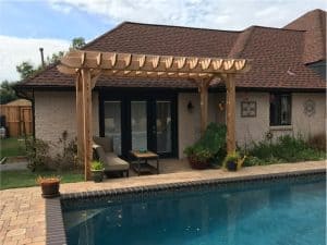 Living Room Shade Pool Pergola Outside of Pool