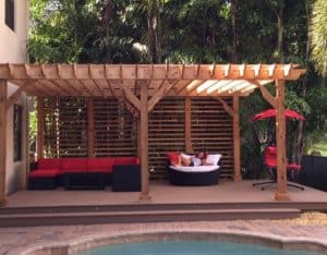 The Big Kahuna 6 Post Pool Pergola Outside of Pool 