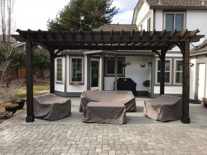 cedar stained pergola