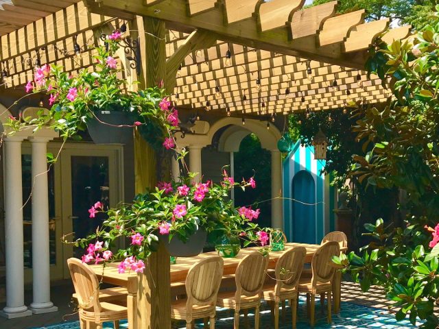 custom cedar BK with flowering plants