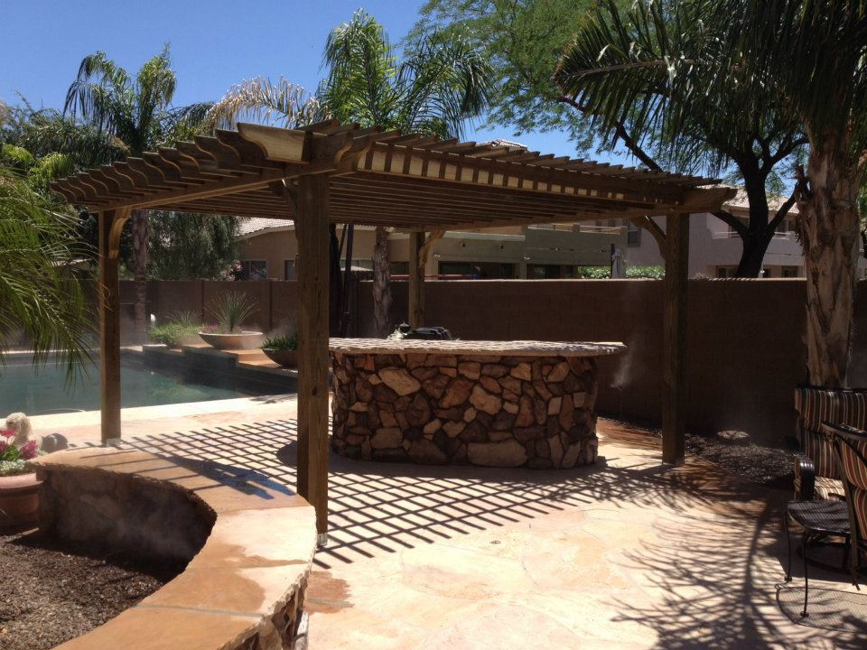 Outdoor bar pergola poolside Big Kahuna freestanding pine