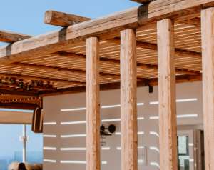 wood check in a pergola