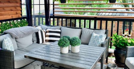 Landscaping with potted plants