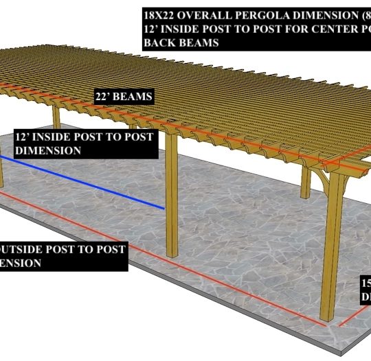 JACOB HOLSER 18X22 CUSTOM BIG KAHUNA (8) POST PERGOLA. 12' INSIDE POST TO POST FOR CENTER POSTS - Image 1