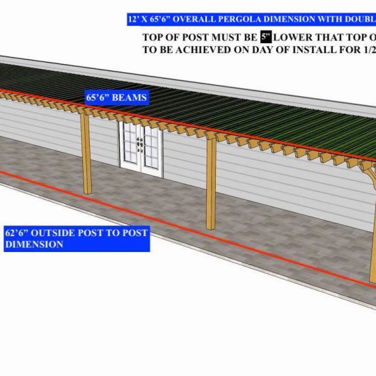 HAROLD W 12'x65'6" CEDAR Custom Attached Big Kahuna PLUS NO NOTCHES ON BACK OF RAFTERS (8) 2X8X20 BEAMS WITH NO HOLES SENT LONG FOR PERFECT FIT ON DAY OF INSTALL ON SKY JACKS - Image 1