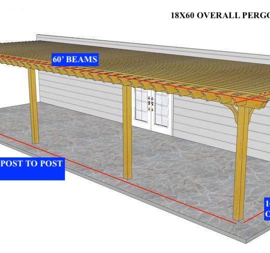 Mike Tabb 18'X60' Custom Attached Big Kahuna Solar Ready Pergola - Image 1